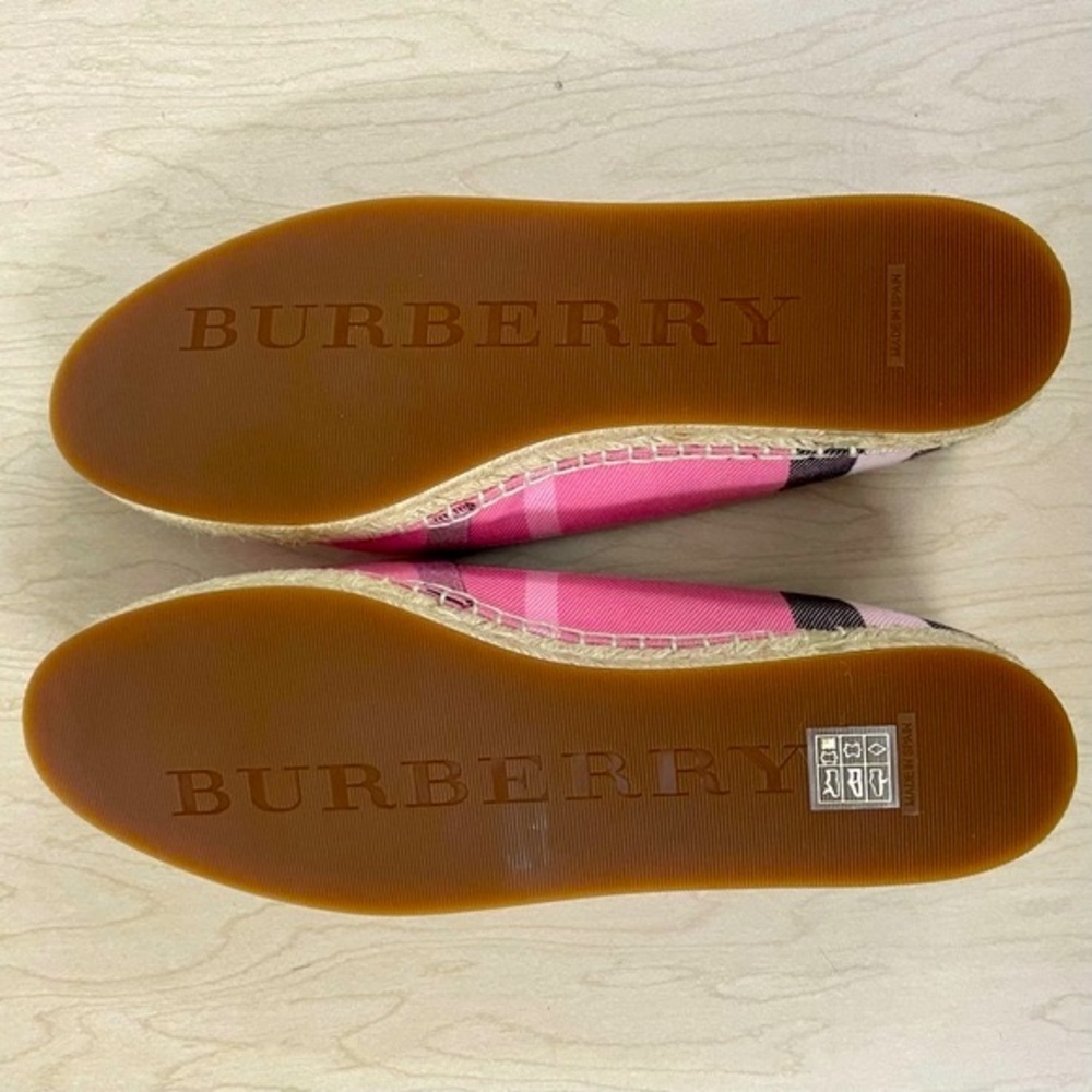 New Burberry Shoes Womens 37 Hodgeson Flat Espadrilles House Check Rose Pink - Picture 7 of 10